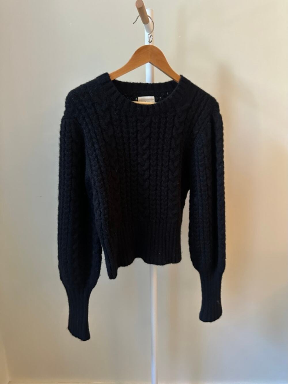 Dôen Black Cable Knit Sweater, Baby Alpaca Blend, Size Medium